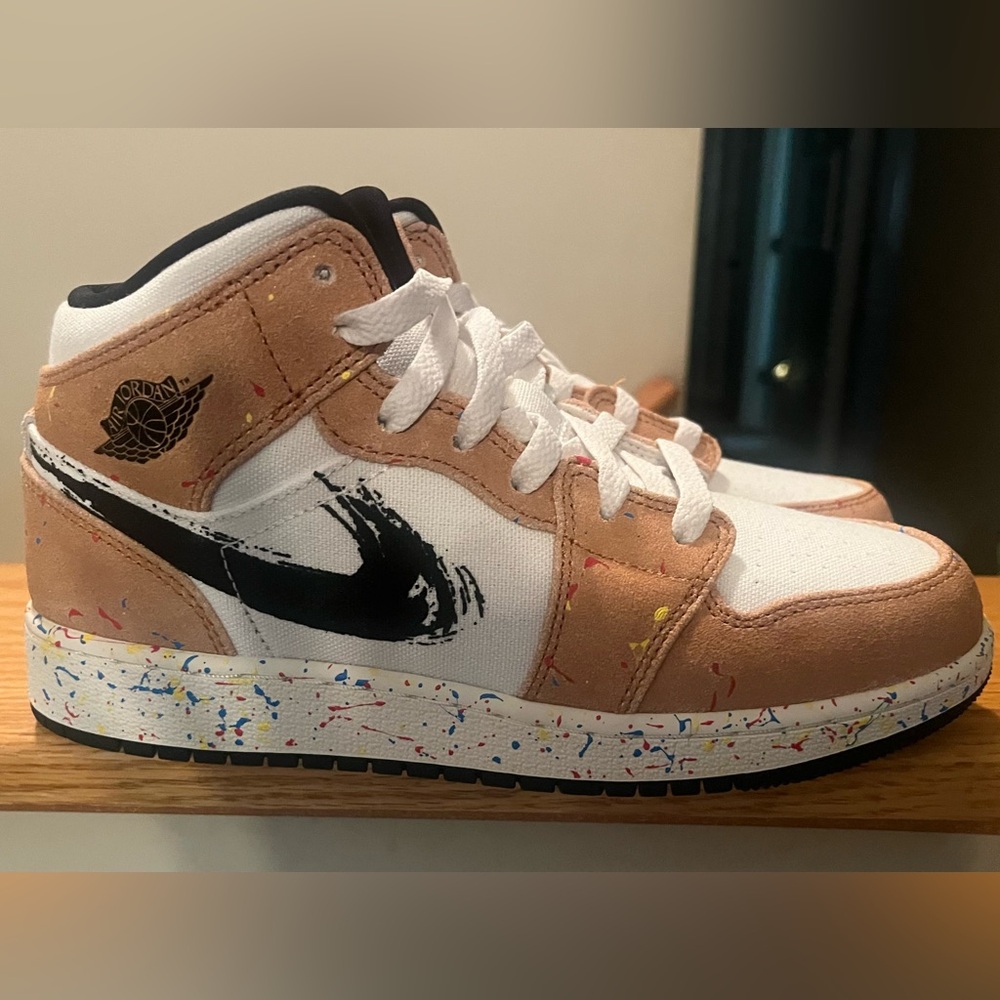 Jordan 1 mid top sneakers, brand new, never worn, size 5Y (fit women’s size 6.5)